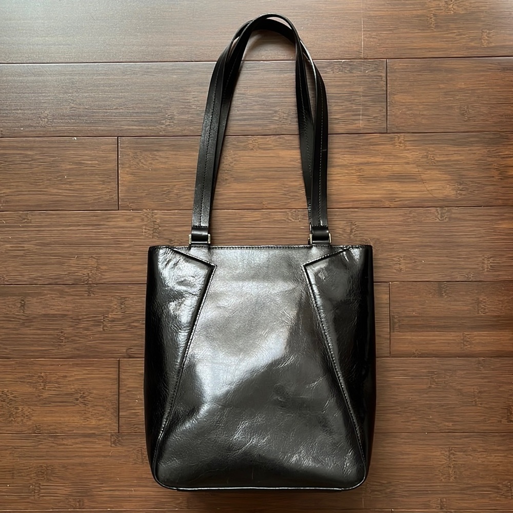 DKNY black leather shoulder bag